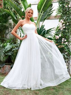 Style FSWD1093 Faeriesty White Size 12 Fswd1093 Floor Length Polyester Straight Dress on Queenly