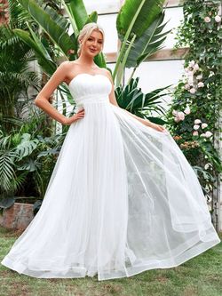 Style FSWD1093 Faeriesty White Size 16 Polyester Engagement Plus Size Straight Dress on Queenly