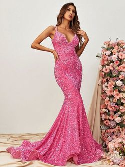 Style FSWD0594 Faeriesty Pink Size 0 Spaghetti Strap Tall Height Polyester Mermaid Dress on Queenly