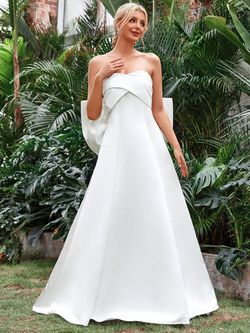 Style FSWD1346 Faeriesty White Size 0 Floor Length Tall Height Polyester Engagement Straight Dress on Queenly