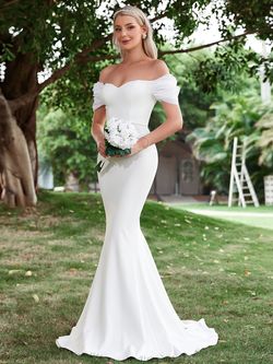 Style FSWD1650 Faeriesty White Size 0 Polyester Jersey Spandex Floor Length Mermaid Dress on Queenly