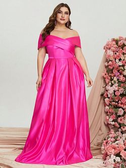Style FSWD0861P Faeriesty Pink Size 24 Satin Barbiecore Plus Size Fswd0861p A-line Dress on Queenly