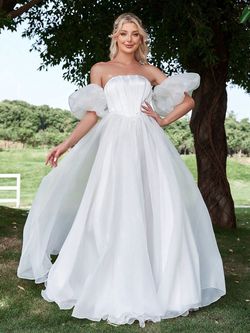 Style FSWD1647 Faeriesty White Size 12 Polyester Fswd1647 Plus Size Engagement Straight Dress on Queenly