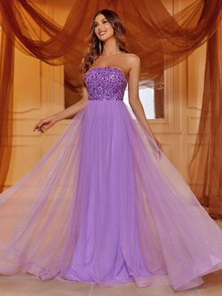 Style LAWD8004 Faeriesty Purple Size 0 Floor Length Tall Height Polyester A-line Dress on Queenly