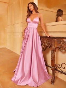 Style FSWD1477 Faeriesty Pink Size 4 Satin Floor Length Straight Dress on Queenly