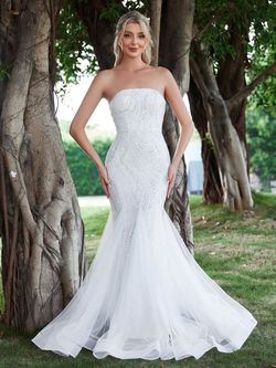 Style LAWD8047 Faeriesty White Size 0 Floor Length Sequined Lawd8047 Mermaid Dress on Queenly