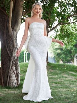 Style LAWD8051 Faeriesty White Size 12 Tall Height Polyester Plus Size Floor Length Mermaid Dress on Queenly