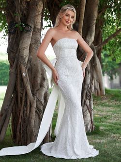 Style LAWD8051 Faeriesty White Size 16 Lawd8051 Tall Height Polyester Mermaid Dress on Queenly