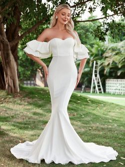 Style FSWD1347 Faeriesty White Size 4 Spandex Floor Length Jersey Polyester Mermaid Dress on Queenly