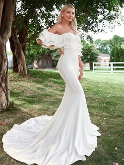 Style FSWD1347 Faeriesty White Size 12 Floor Length Jersey Tall Height Mermaid Dress on Queenly