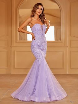 Style LAWD8021 Faeriesty Purple Size 8 Polyester Violet Lawd8021 Floor Length Mermaid Dress on Queenly