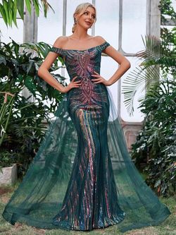 Style FSWD1163 Faeriesty Green Size 0 Tall Height Fswd1163 Sheer Polyester Sequined Mermaid Dress on Queenly