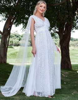 Style LAWD8015 Faeriesty White Size 0 Polyester Engagement Floor Length Straight Dress on Queenly