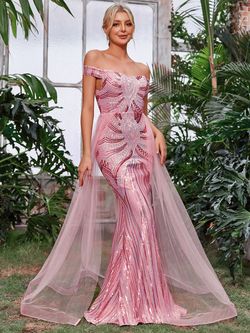 Style FSWD1163 Faeriesty Pink Size 16 Jersey Floor Length Mermaid Dress on Queenly