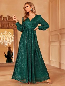 Style FSWD1405 Faeriesty Green Size 0 V Neck Fswd1405 Sequined A-line Dress on Queenly