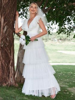 Style FSWD1316 Faeriesty White Size 0 Sheer Polyester Engagement Straight Dress on Queenly