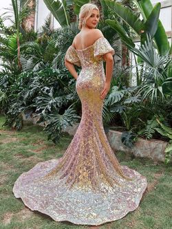 Style FSWD1482 Faeriesty Gold Size 16 Fswd1482 Sequined Mermaid Dress on Queenly