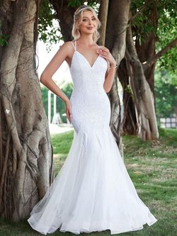 Style FSWD1652 Faeriesty White Size 0 Military Sequined Backless Floor Length Mermaid Dress on Queenly