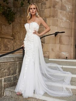 Style FSWD1838 Faeriesty White Size 0 Floor Length Tall Height Sheer Polyester Mermaid Dress on Queenly