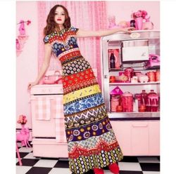 Alice + Olivia Multicolor Size 4 Floor Length Keyhole Tall Height 50 Off A-line Dress on Queenly