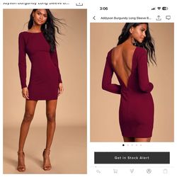 Style 911062 Lulus Red Size 0 Burgundy Jersey Plunge Sleeves Cocktail Dress on Queenly