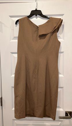 Calvin Klein Brown Size 14 Jersey Semi Formal High Neck Plus Size Cocktail Dress on Queenly
