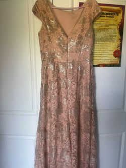 Vera Wang Nude Size 12 Military Floor Length Straight Dress on Queenly