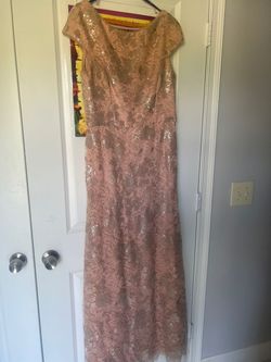 Vera Wang Nude Size 12 Military Floor Length Straight Dress on Queenly