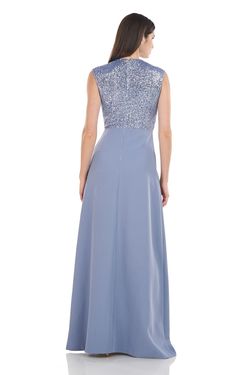 Style 8618327 JS Collections Light Blue Size 10 Floor Length Cap Sleeve Prom A-line Dress on Queenly