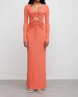Style 1-1626590471-649 SIGNIFICANT OTHER Pink Size 2 Military Long Sleeve Cut Out Floor Length Straight Dress on Queenly