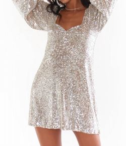 Style 1-3317494489-3855 Show Me Your Mumu Silver Size 0 Sleeves Polyester Sequined Cocktail Dress on Queenly