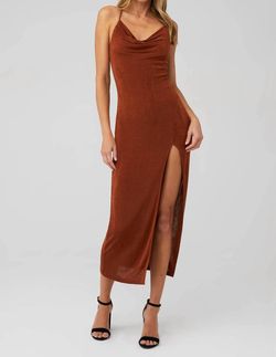 Style 1-3856418820-2901 Runaway the Label Brown Size 8 Spaghetti Strap Free Shipping Tall Height Side slit Dress on Queenly