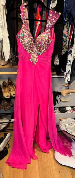 Style 65018A Mac Duggal Pink Size 8 Prom Plunge A-line Dress on Queenly