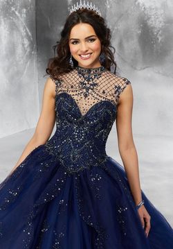 Style 89197 MoriLee Blue Size 10 Mori Lee High Neck 89197 Ball gown on Queenly