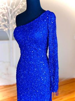 Alyce Paris Blue Size 16 Plus Size Mermaid Side slit Dress on Queenly
