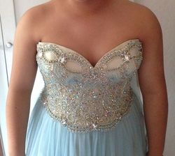 Camille La Vie Blue Size 14 Tulle Floor Length Prom Plus Size Ball gown on Queenly