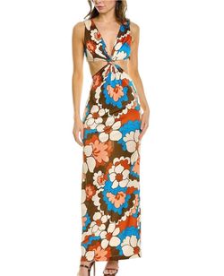 Ronny Kobo Multicolor Size 8 Floor Length Plunge A-line Dress on Queenly