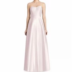 Alfred Sung Pink Size 6 Satin Floor Length Ball gown on Queenly
