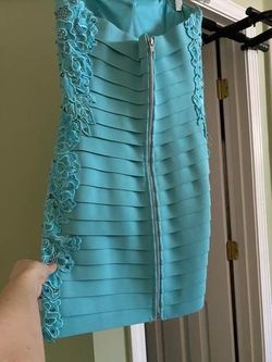 Sherri Hill Blue Size 4 Pageant Bodycon Mini Cocktail Dress on Queenly