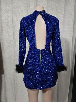 soyaza  Blue Size 12 Sequined Prom 50 Off A-line Dress on Queenly