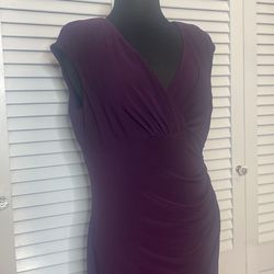 Ralph Lauren Purple Size 14 Graduation Sleeves Plus Size Sorority Formal Appearance Cocktail Dress on Queenly