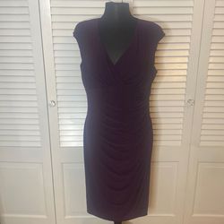 Ralph Lauren Royal Purple Size 14 Sleeves Mini Cocktail Dress on Queenly