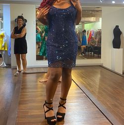Alyce Paris Blue Size 10 Jersey Nightclub Cocktail Dress on Queenly