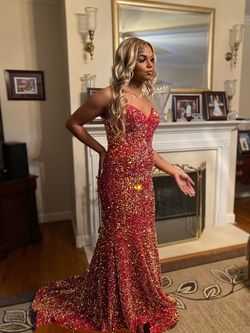 Style 2641 Johnathan Kayne Red Size 10 Spaghetti Strap Winter Formal Sorority Formal Mermaid Dress on Queenly
