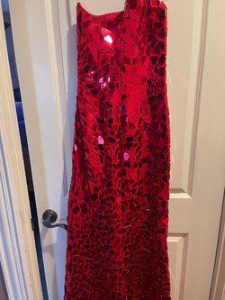 Style 53922 Sherri Hill Red Size 4 Free Shipping Floor Length Side slit Dress on Queenly