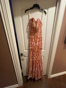 Style 63349 Jovani Orange Size 2 Peach Mermaid Dress on Queenly