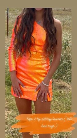 Style 4455 Ashley Lauren Orange Size 2 Cocktail Dress on Queenly