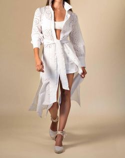 Style 1-1045526192-3855 Angela Horton White Size 0 Floor Length Long Sleeve Side slit Dress on Queenly