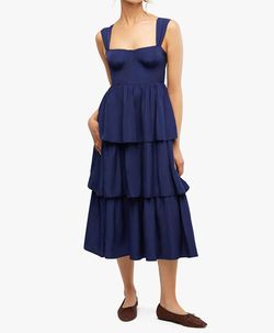 Style 1-1097388683-1901 WE WORE WHAT Blue Size 6 Free Shipping Corset Tall Height Straight Dress on Queenly