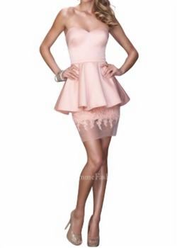 Style 1-1368566569-2168 La Femme Pink Size 8 Strapless Sheer Cocktail Dress on Queenly